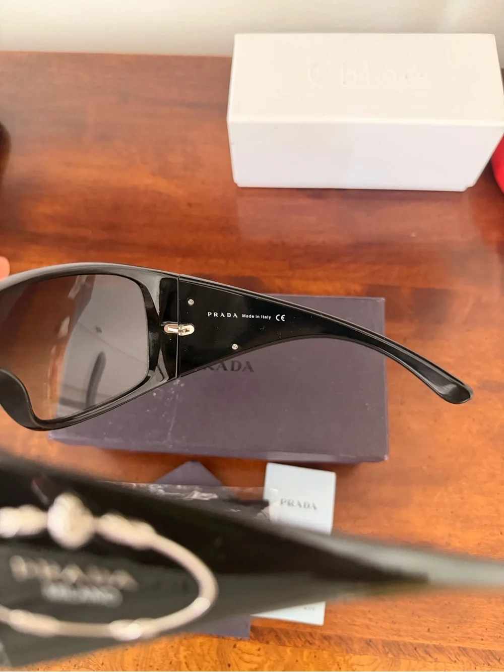 Prada Black Shield Sunglasses with Smoke Lenses